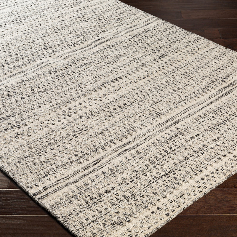 Moroccan Wool Hand Woven Area Rug, Beige/Grey/Black, Rectangle 152 x 228 cm