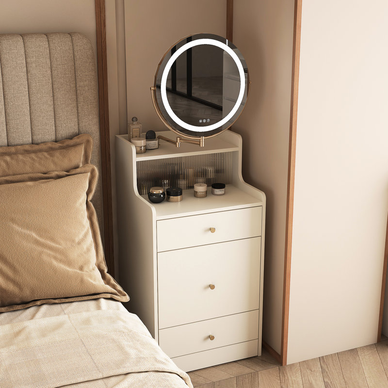 Meuble-lavabo 3 en 1 avec miroir, Jaune clair