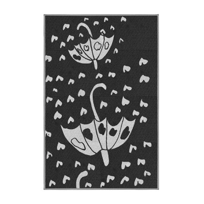 Tissé à la machine en laine et polyester noir/gris Tapis décoratif