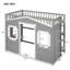 Lit simple mezzanine avec - Gris solide + bois massif blanc pour une base de chambre stable - gris et blanc, structure en pin-992244744-992244750