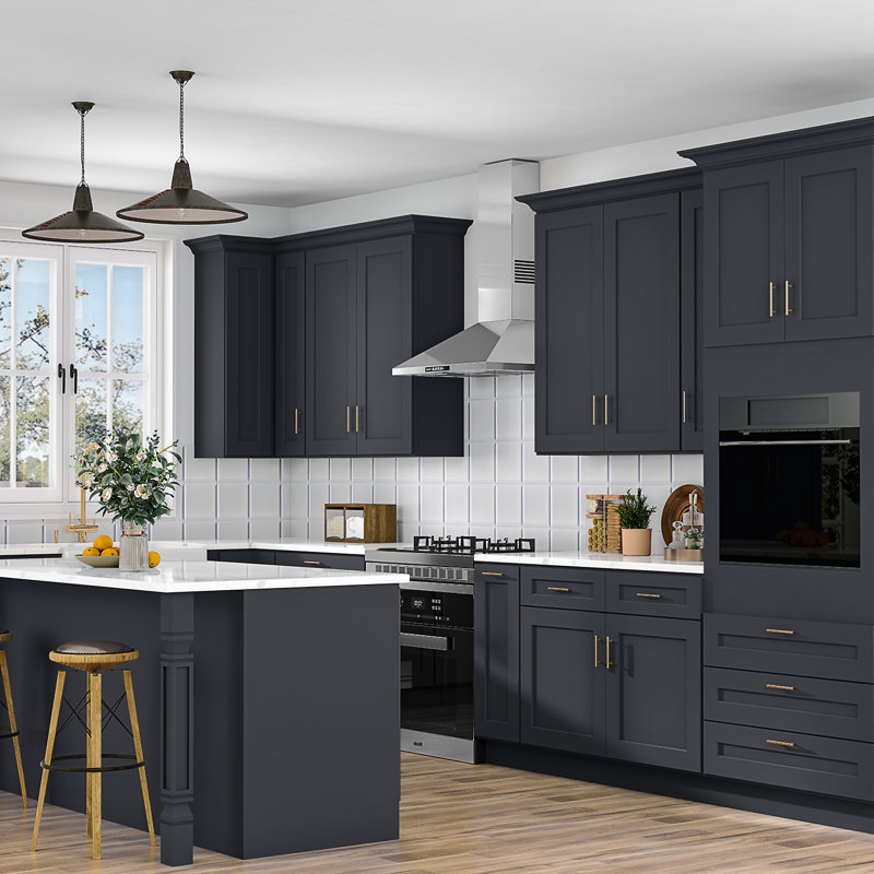 Armoire murale d'angle, L 24 po x H 42 po x P 12 po, Noir Shaker
