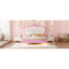 Structure de lit double pleine grandeur avec lumières DEL, lit princesse rembourré moderne avec tête de lit couronne, rose et blanc-331488698