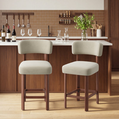 Upholstered Bar Stool with Solid Wood Frame