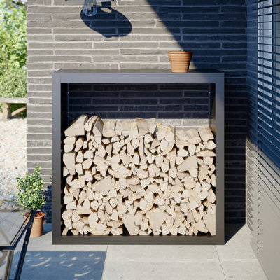 vidaXL Firewood Rack Anthracite 39.4"x15.7"x39.4" Steel