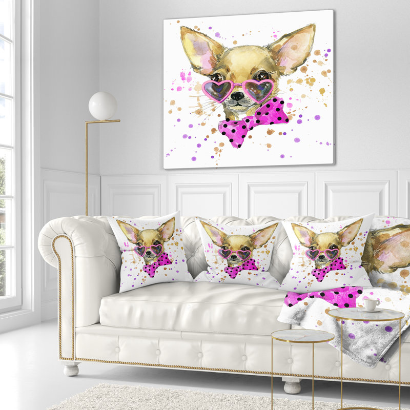 Chiot animal avec coussin aquarelle, Rectangulaire, 12 po x 20 po