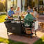 Chariot de barbecue extérieur pour gros œuf vert avec boîte de rangement et support à déchets