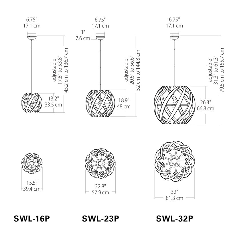 Luminaire suspendu sphère unique 10 lumières Swirl