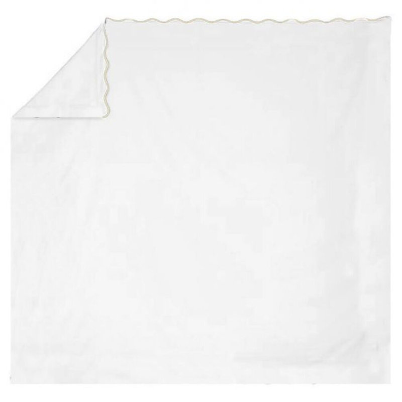 400TC Cotton Scallop Embroidery Cotton 4 Piece Sheet Set Fitted Sheet Fits Upto 16" Deep Pocket, Ivory, Yes