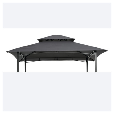 Gray Double-Tiered Replacement Canopy for 8x5 Ft Grill Gazebo, UV-Protected Fabric Cover