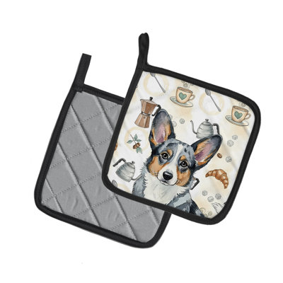 Blue Merle Cardigan Welsh Corgi Coffee Bar Pair of Pot Holders