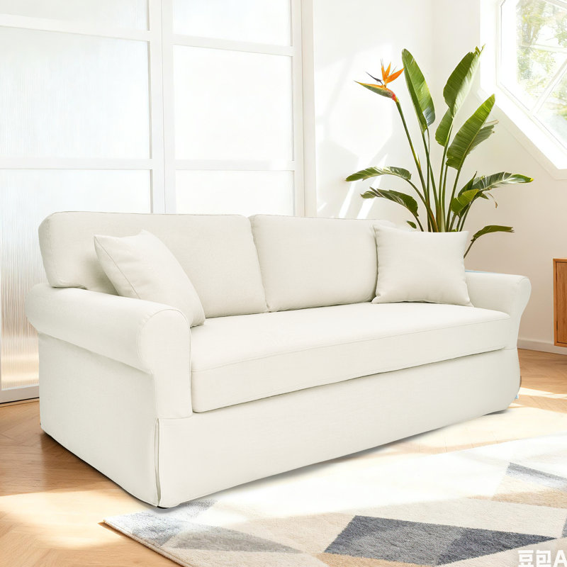 Rolled Arm Slipcover Sofa, Cream