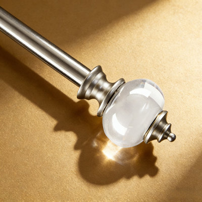 Heavy-Duty Adjustable Curtain Rod, 3/4 Inch Metal Telescoping Rod With Decorative Finials & Mounting Kit For Grommet, Pinch Pleat & Rod Pocket Drapes