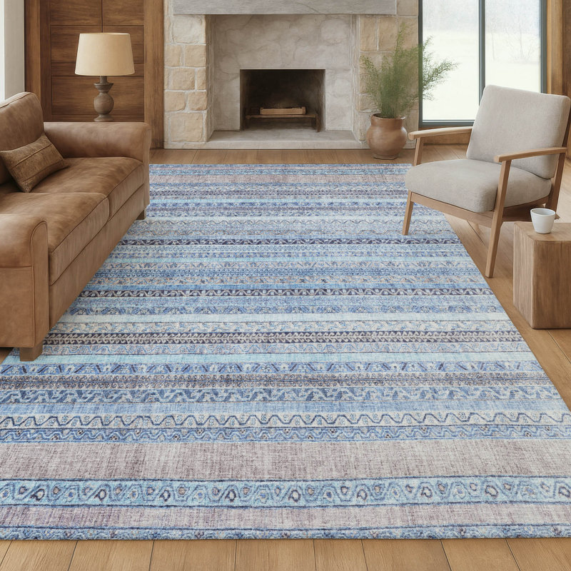 Tapis intérieur / extérieur lavable à la machine Chantille ACN2742, Ciel, 8 pi x 10 pi