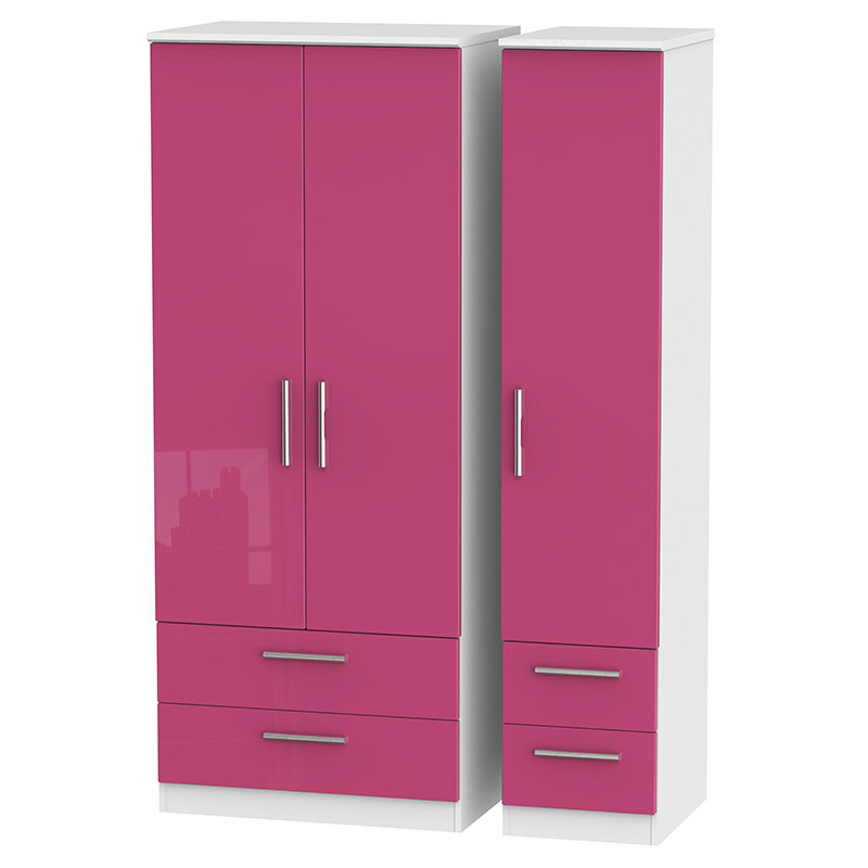 Yvette 3 Door Manufactured Wood Wardrobe, Black, 182.5 cm H x 111 cm W x 53 cm D