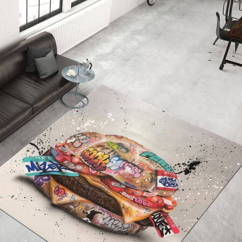 Large Soft Non Woven Printed Rug with Intricate Floral and Geometric Design for Living Room and Bedroom Decor, Square 3'3"