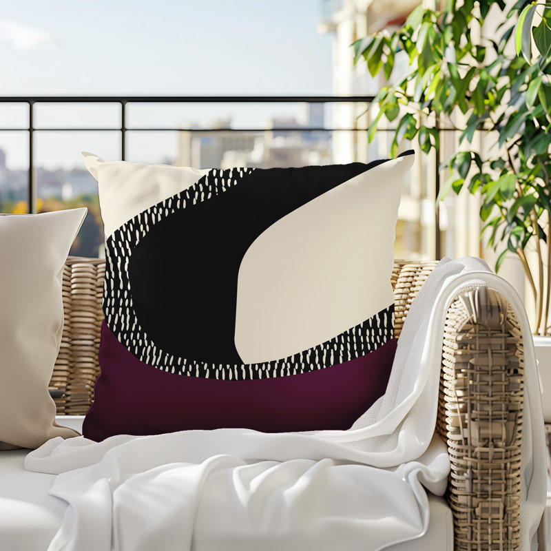 Coussin carré intérieur / extérieur pia, H 19 po x l 19 po, Purple/Black/Off-White