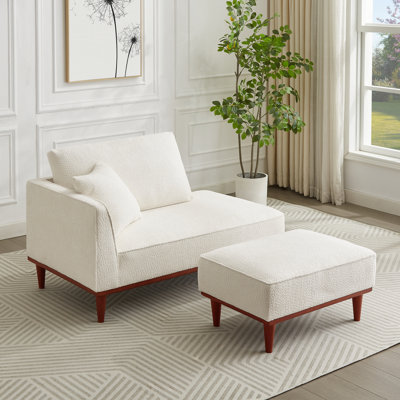 Finken Upholstered Chaise Lounge and Stool