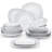 24 Piece Porcelain China Dinnerware Set - Service for 6-878853696