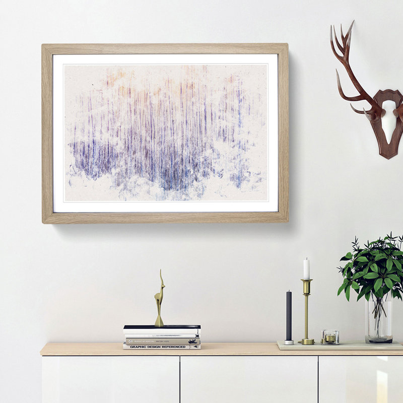 Warm Winter Forest Watercolour - Framed Print, Oak, 33cm H x 45cm W x 2cm D