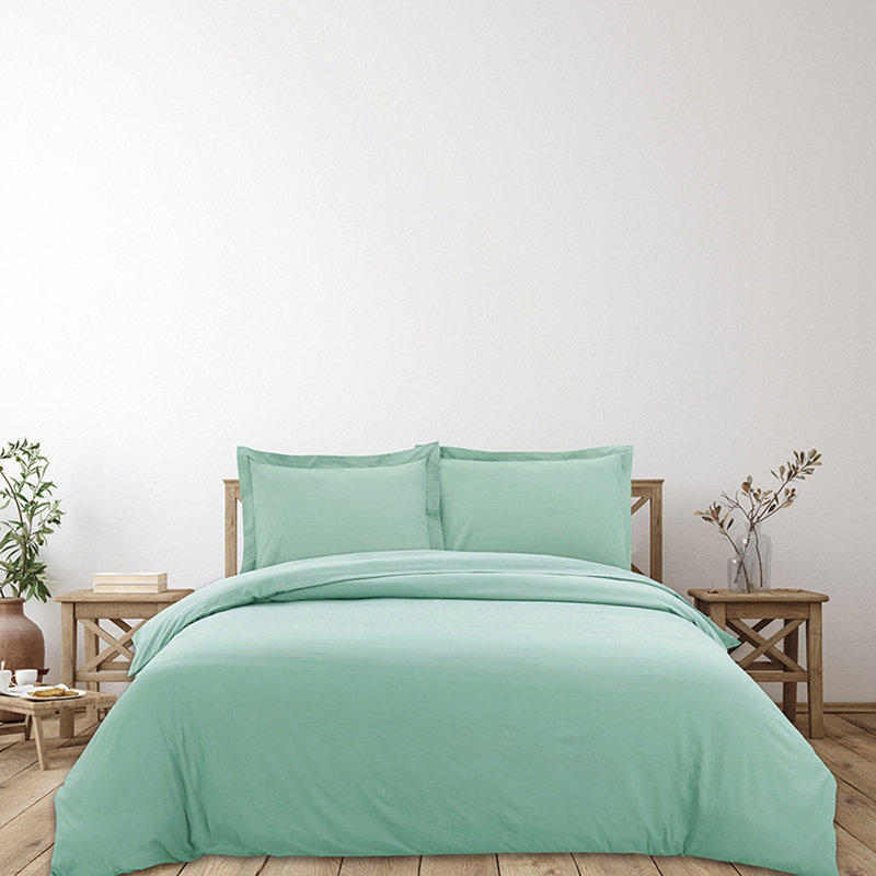 Housse de couette , Housse de couette simple + 2 taies d'oreiller, Aqua / gris