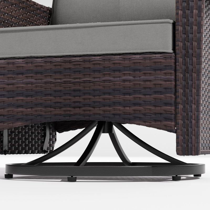 9-Piece All-Weather Wicker Outdoor Patio Set With Cushioned Modular Sectional, Swivel Rocking Chairs & Tables, Gray