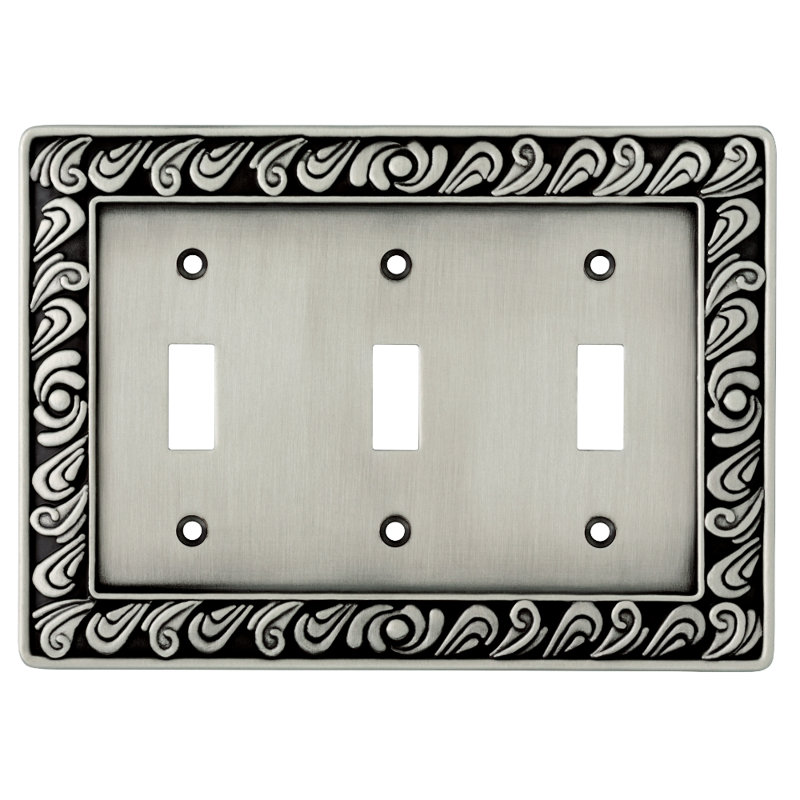 Paisley 3-Gang Toggle Light Switch Wall Plate, Brushed Satin Pewter