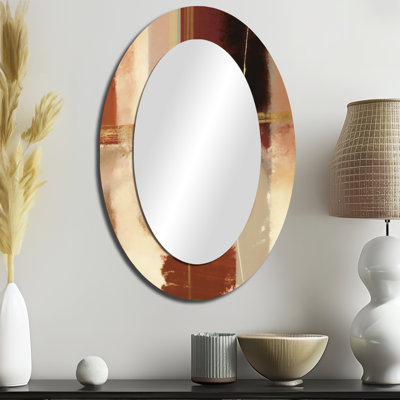 Décoration miroir ovale brun chocolat élémentaire VI - brun