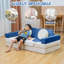 13PCS Modular Kids Play Couch with Washable Velvet Cover, Convertible Toddler Foam and Floor Cushion, Modular Couch for Boys & Girls, Nursery, Playroom-2047172903