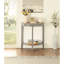 Console demi-lune en chêne naturel et gris - Rehaussez votre design intérieur avec un rangement fonctionnel