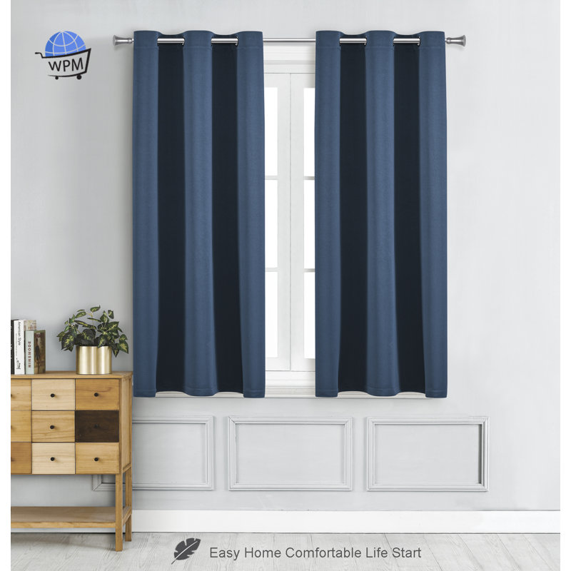 Blackout Drapes Curtains / Drapes Pair, 42" W x 45" L, Navy 