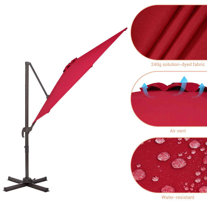 Parasol en porte-à-faux 120 po Dobromila, Rouge