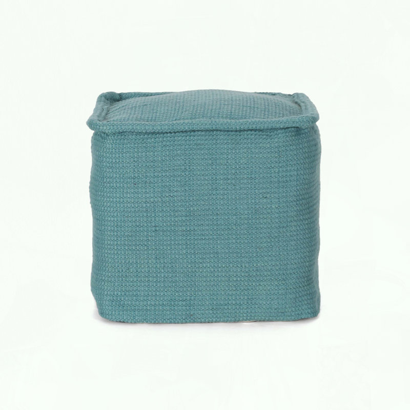 Yarn Square Pouf with Teal Color