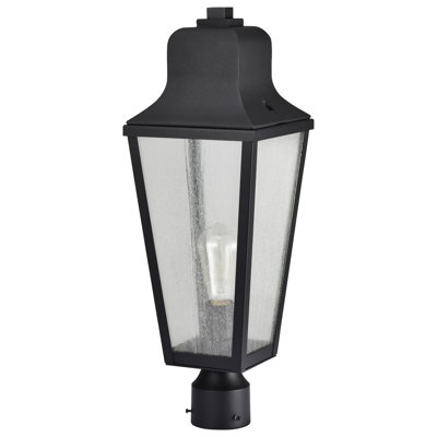 Alvyn - dessus de poteau 1 lumière - noir mat avec verre bullé transparent
