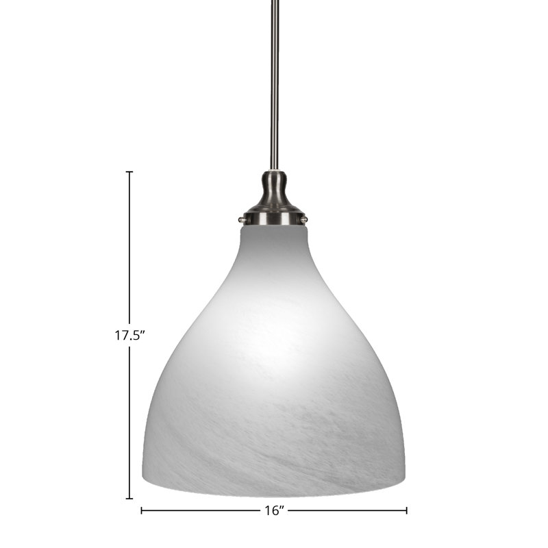 Luminaire suspendu suspendu nickel avec verre en marbre blanc de 16 po, Nickel brossé
