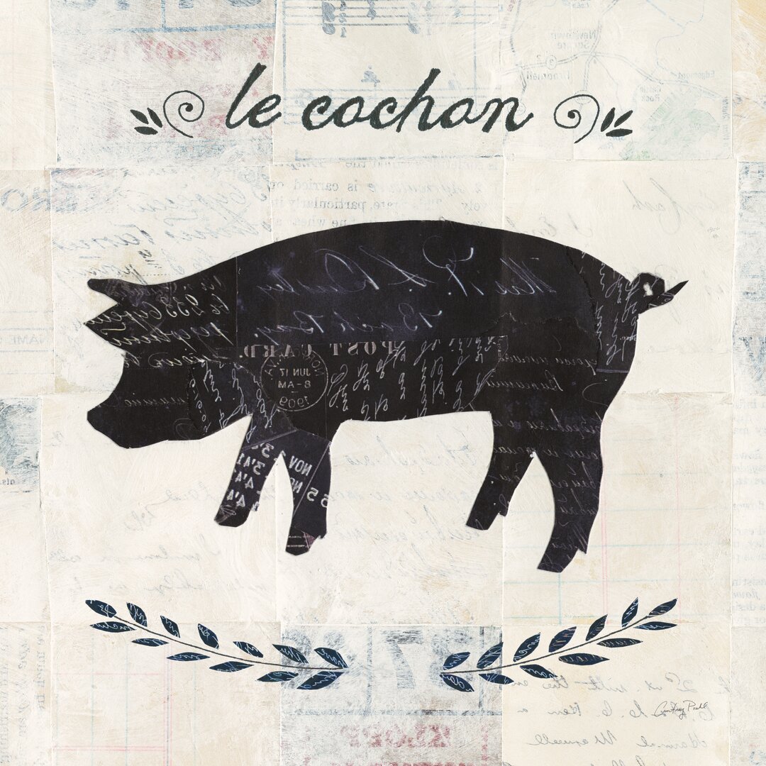 Leinwandbild Le Cochon Silhouette Sq Words von Courtney Prahl