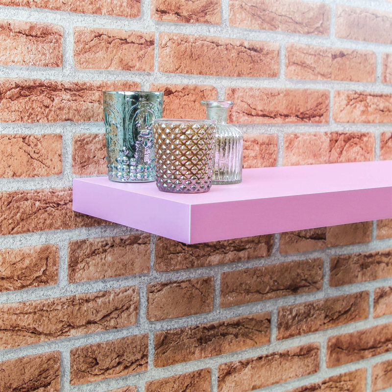 Harbour Housewares - Modern Floating Wall Shelves, Pink, 3.8cm H x 60cm W x 23.5cm D