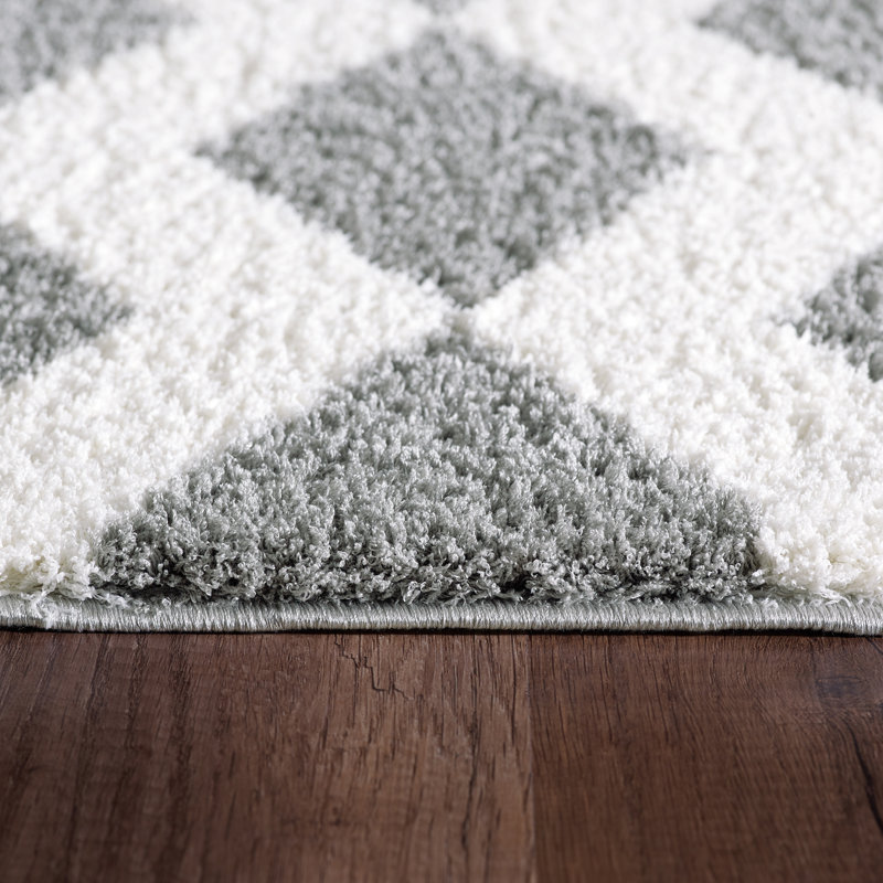 Tapis blanc/argenté Kempf, Rectangle 9 pi 2 po x 12 pi 10 po
