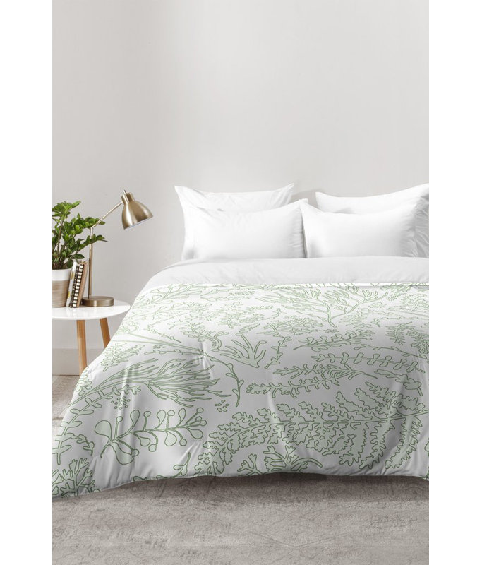 Ensemble d'édredon Monika Strigel Herbs and Ferns, Édredon pour très grand lit + 2 très grandes ta, Vert