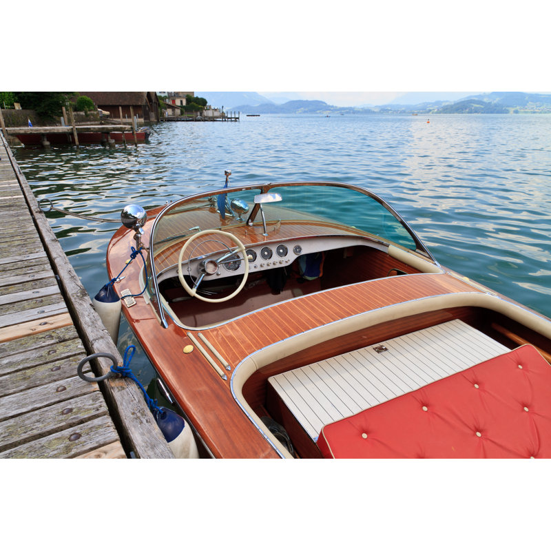 Wooden Motor Boat - Photographie sur toile tendue, H 8 po x l 12 po