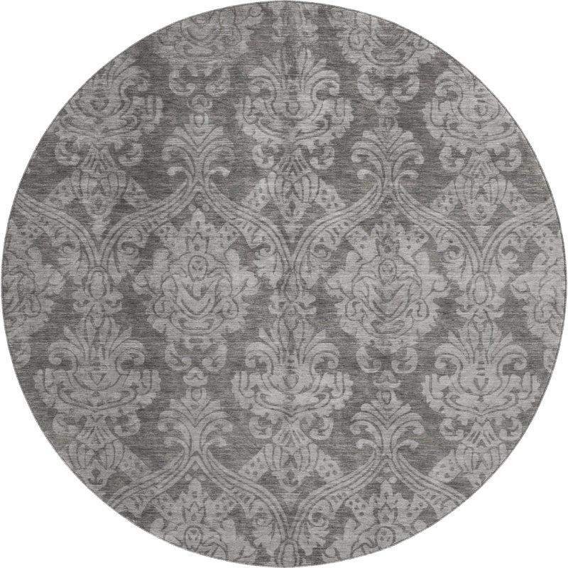 Premium Machine Washable Honig AMF1659 Damask Rug, Round 8'