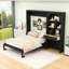 Grand lit plateforme escamotable avec armoires latérales, tablettes de rangement et tiroirs-296640387