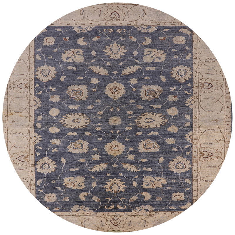 Tapis oriental brun / bleu Hrahad, Rond 8 pi