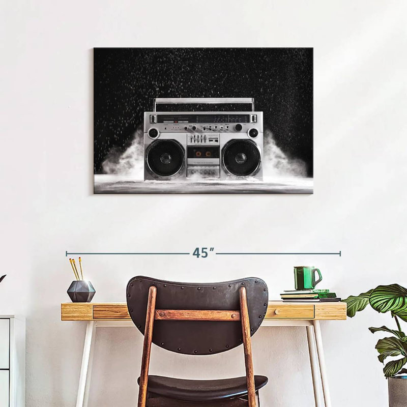 Boombox argenté Abarca 1980, H 24 po x l 36 po