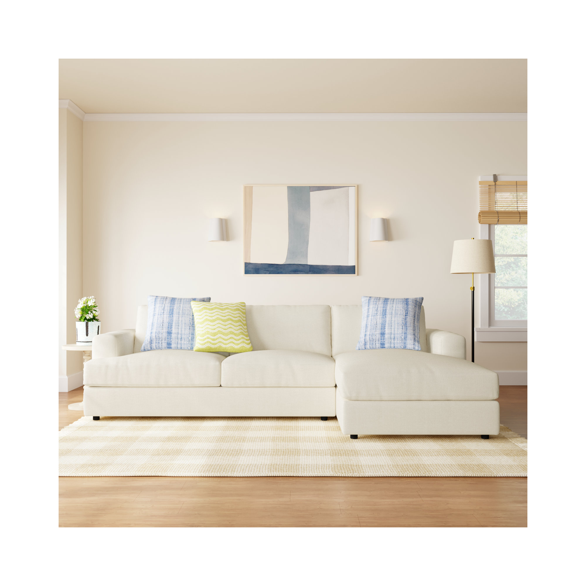 Cayden 2-Piece Upholstered Sectional, Right Hand Facing, Conversation Pearl Basketweave