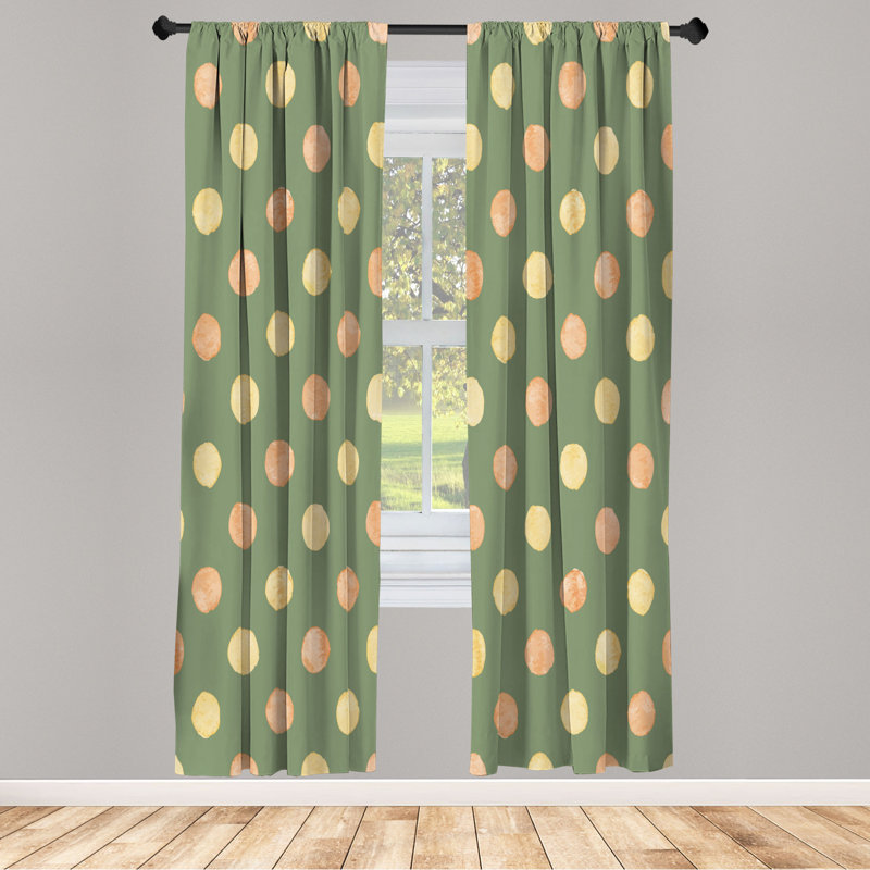 Microfiber Floral Semi-Sheer Rod Pocket Curtain Panels, 28" W x 84" L, Yellow/Green