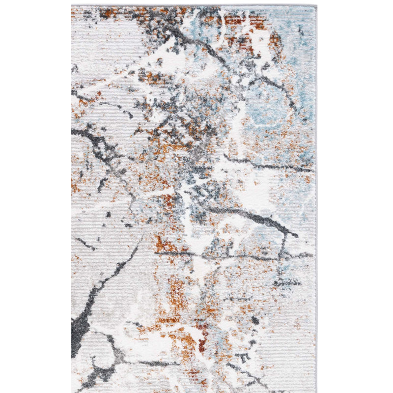 Tapis géométrique gris clair / noir Milstein, Rectangle 8 pi x 10 pi