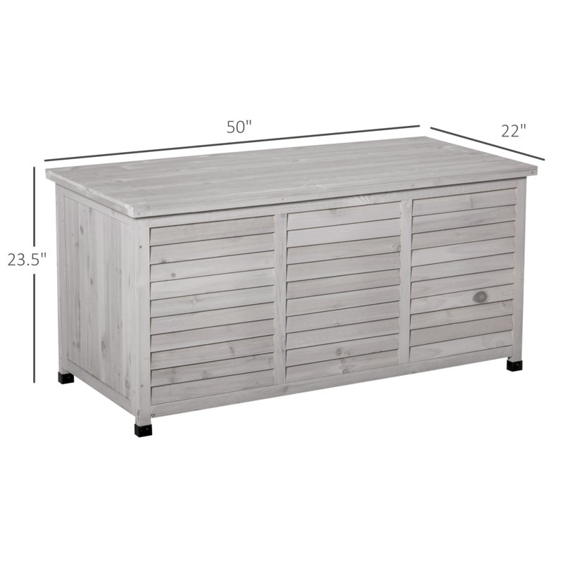 Gray Wooden Outdoor Storage Deck Box with Aerating Gap