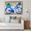 Vélo rétro bleu avec fleurs - Impression sur toile-67465190-67465203