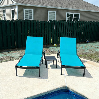 PURPLE LEAF Outdoor Chaise Lounge Chairs Set Recliner Aluminum Adjustable Chair with Wheels and Table for Poolside Beach Patio Reclining Sunbathing Lounger