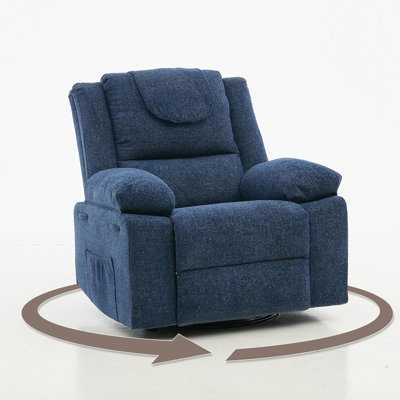 Fauteuil inclinable et pivotant berçant pour adultes avec massage et chaleur vibrants, mouvement de pivotement pivotant à 360 °, canapé simple surdimensionné avec accoudoirs rembourrés, pour le salon, la chambre et le bureau à domicile